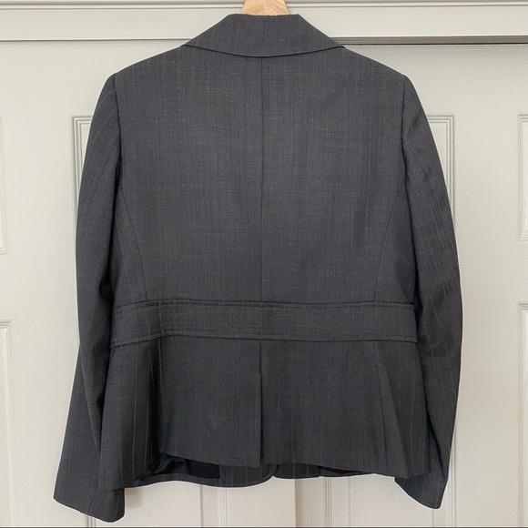 Anne Klein Black Charcoal Plaid Career Blazer Jacket Women's 12 Toggle Closure - Picture 3 of 13